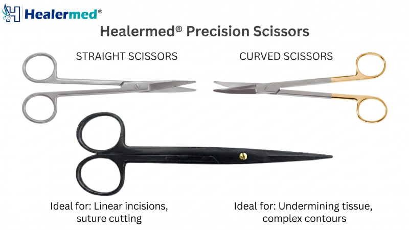 Straight or Curved Plastic Surgery Scissors