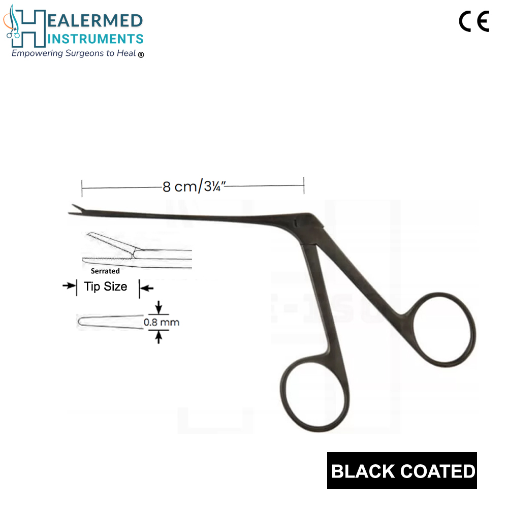 Micro Ear Forcep Serrated jaws Black coated