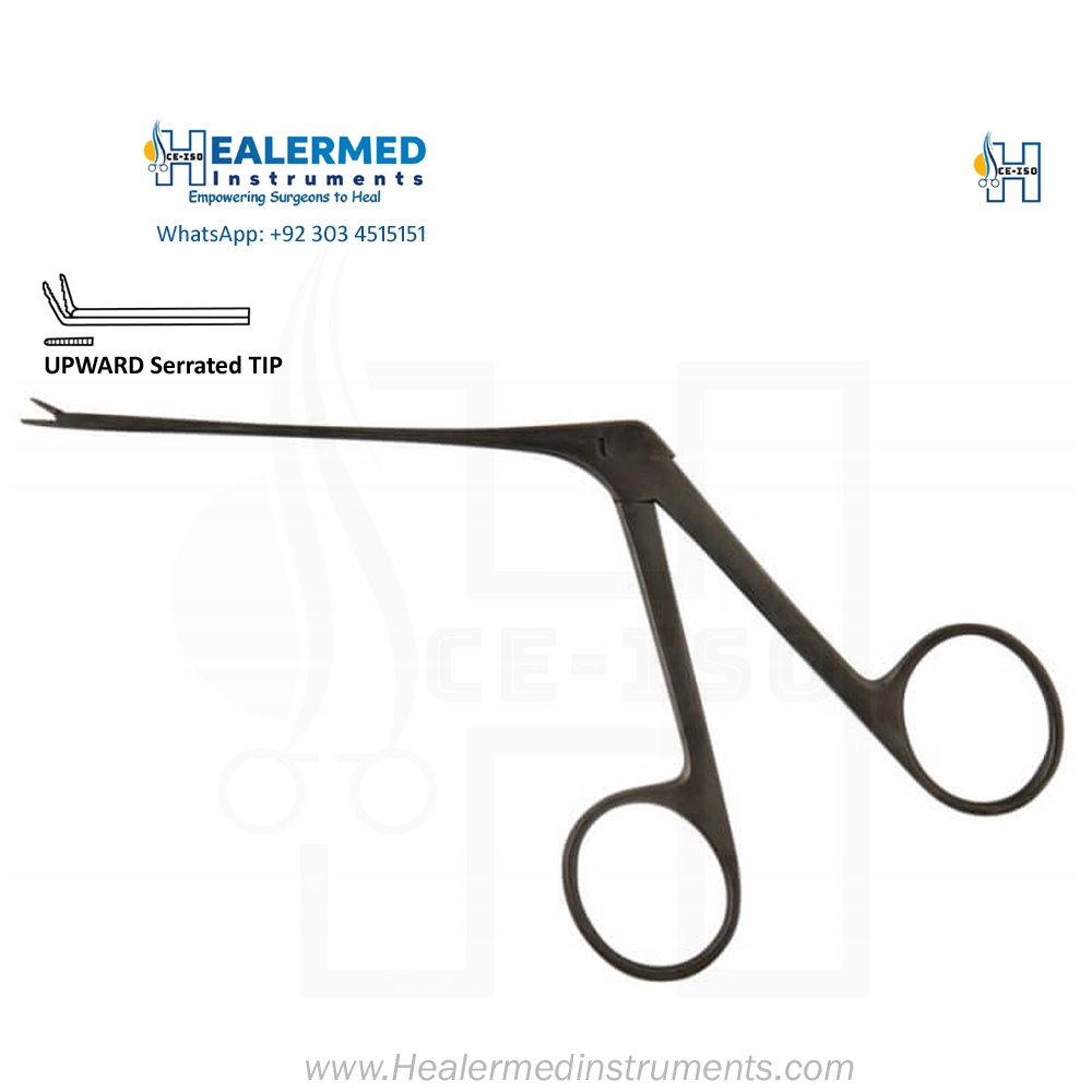 Black Coated Micro Alligator Crocodile Bent upwards Serrated Forcep