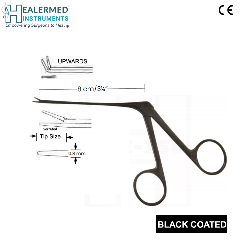 Micro Ear Forcep upwards serrated Black coated