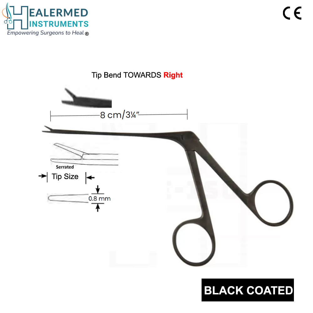 Micro Ear Forcep Right Side Tip Black Coated