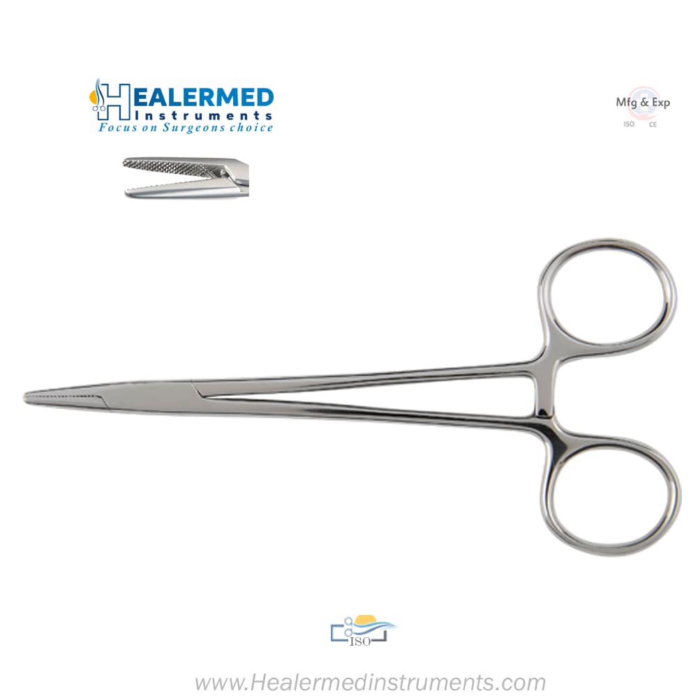 Halsey Needle Holder - Standard with Serrated Jaws