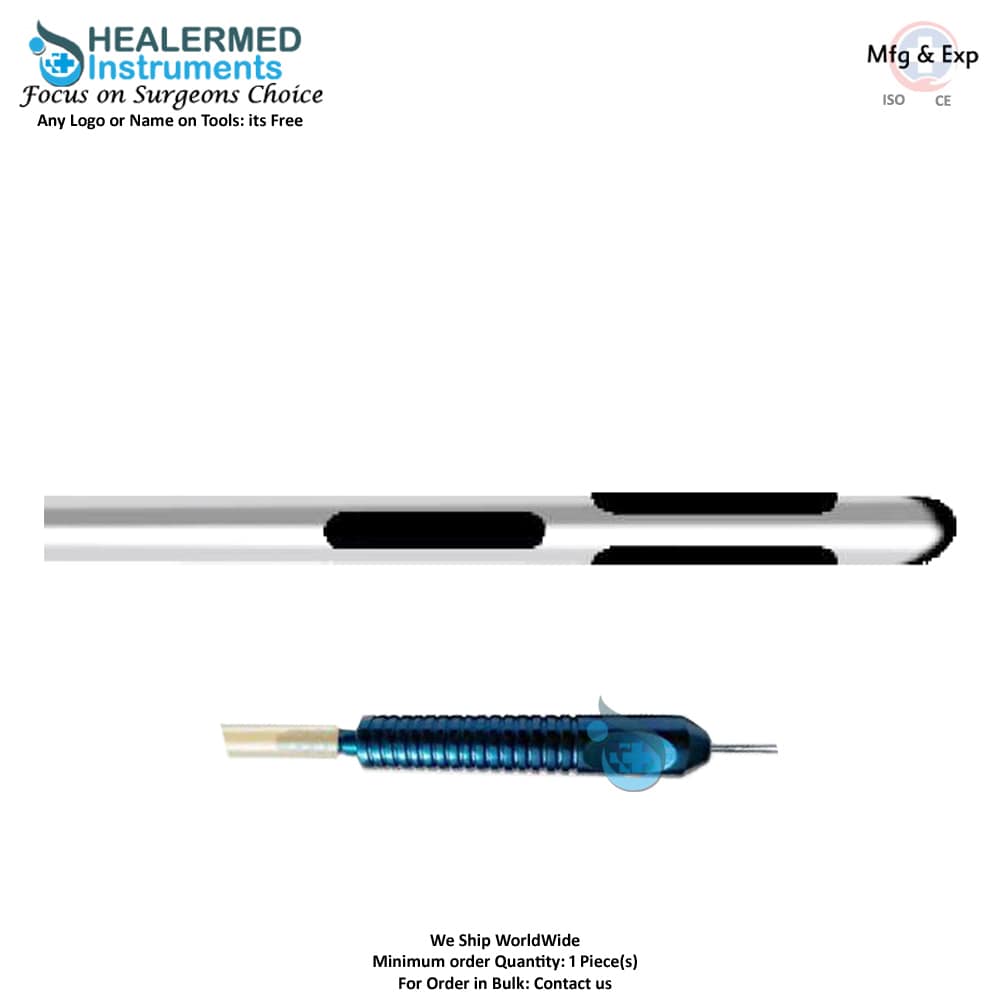 Long hole General suction cannula with one Central hole and Two Parallel holes Fixed Handle