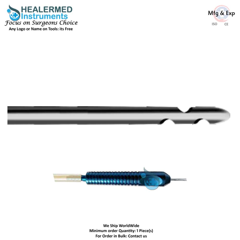 General suction Liposuction cannula with Three Zig zag holes Fixed Handle
