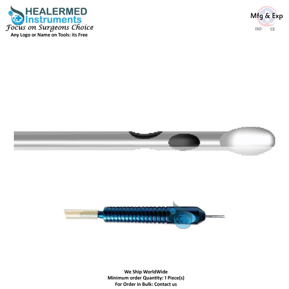 Three holes Two parallel one upper hole with spatula tip cannula Fixed Handle