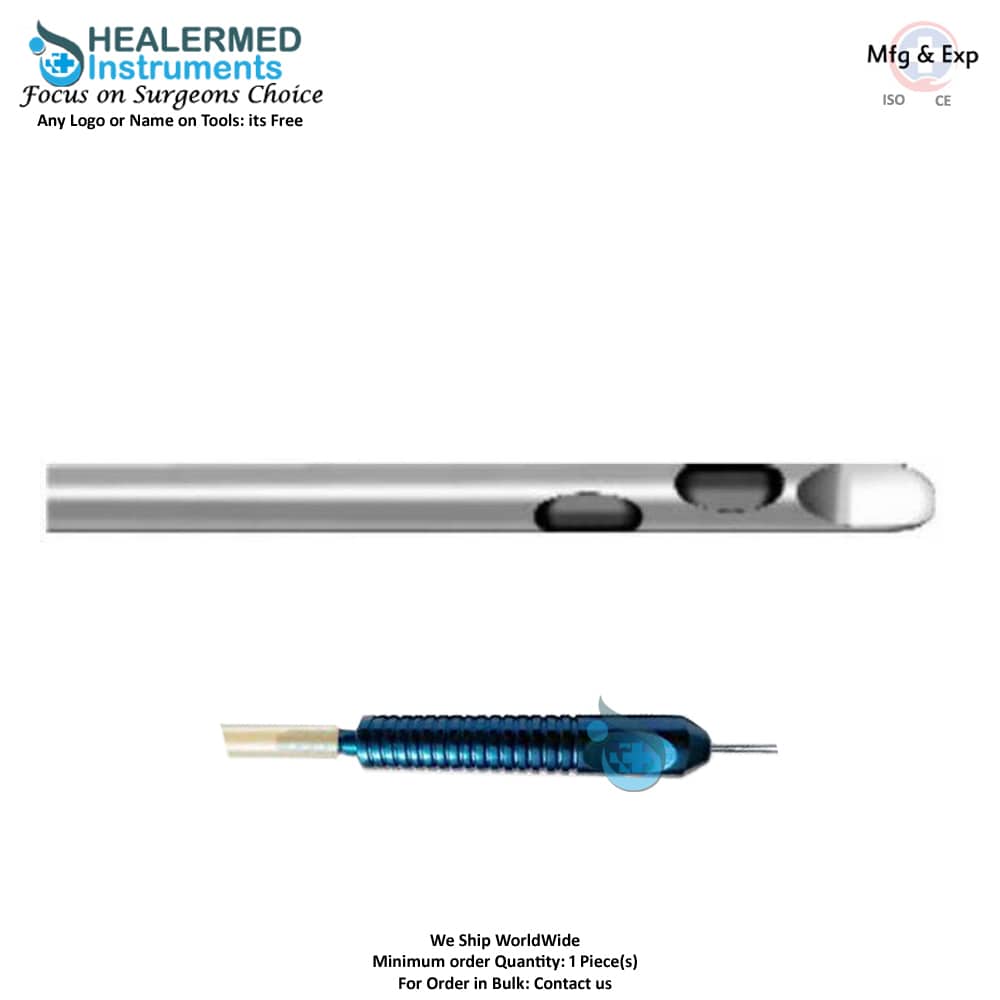 Two Spiral Holes Tapered Tip Liposuction cannula Fixed Handle