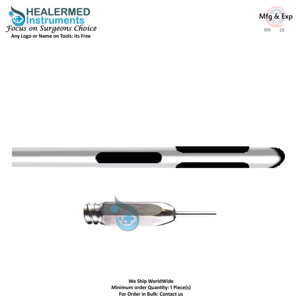 Long hole General suction cannula with one Central hole and Two Parallel holes stainless steel luer lock