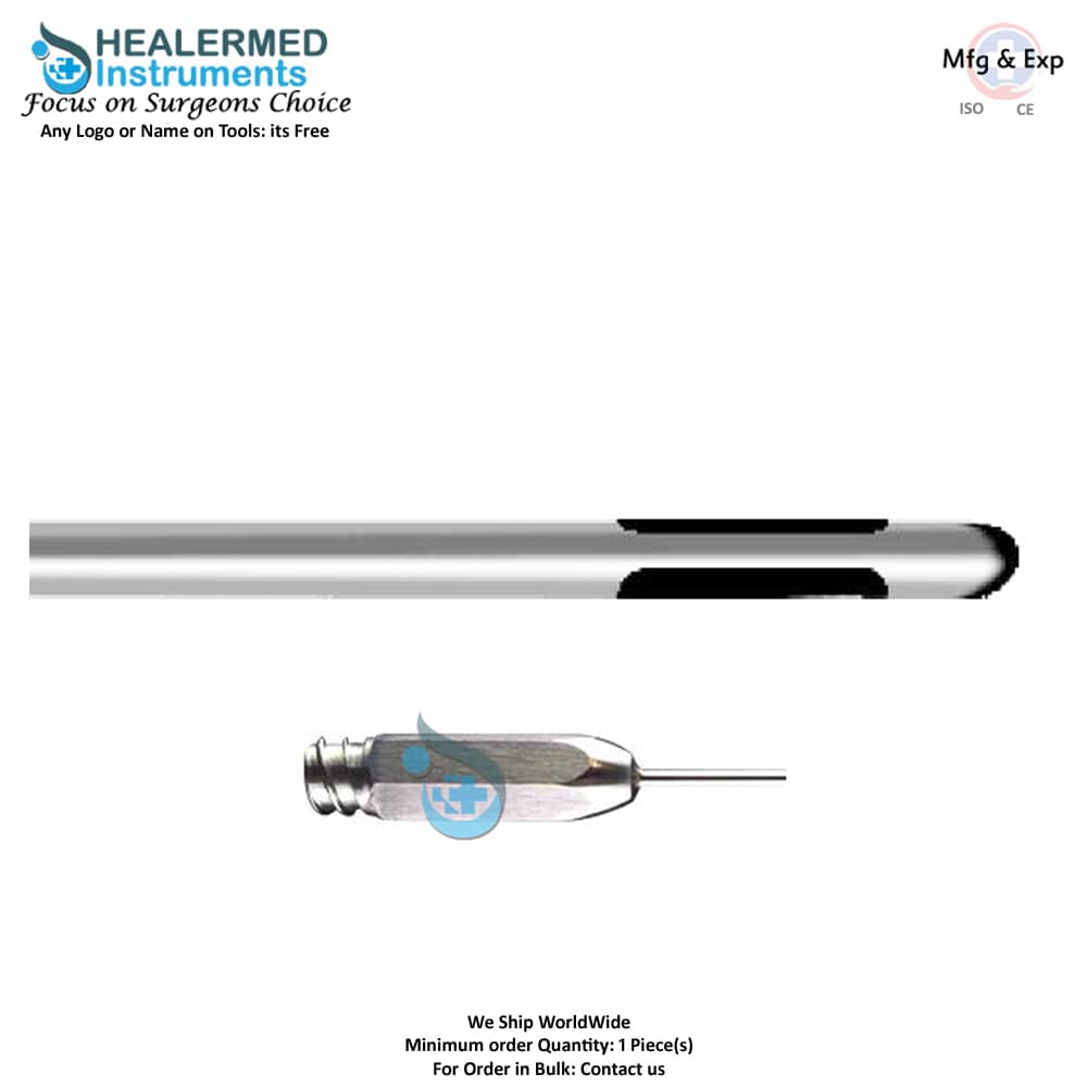General suction cannula with Two long parallel holes stainless steel luer lock