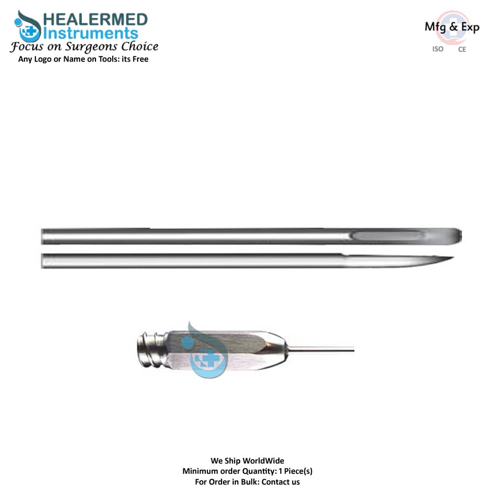 Single Hole Field Flap cannula With elevated leading edge stainless steel luer lock