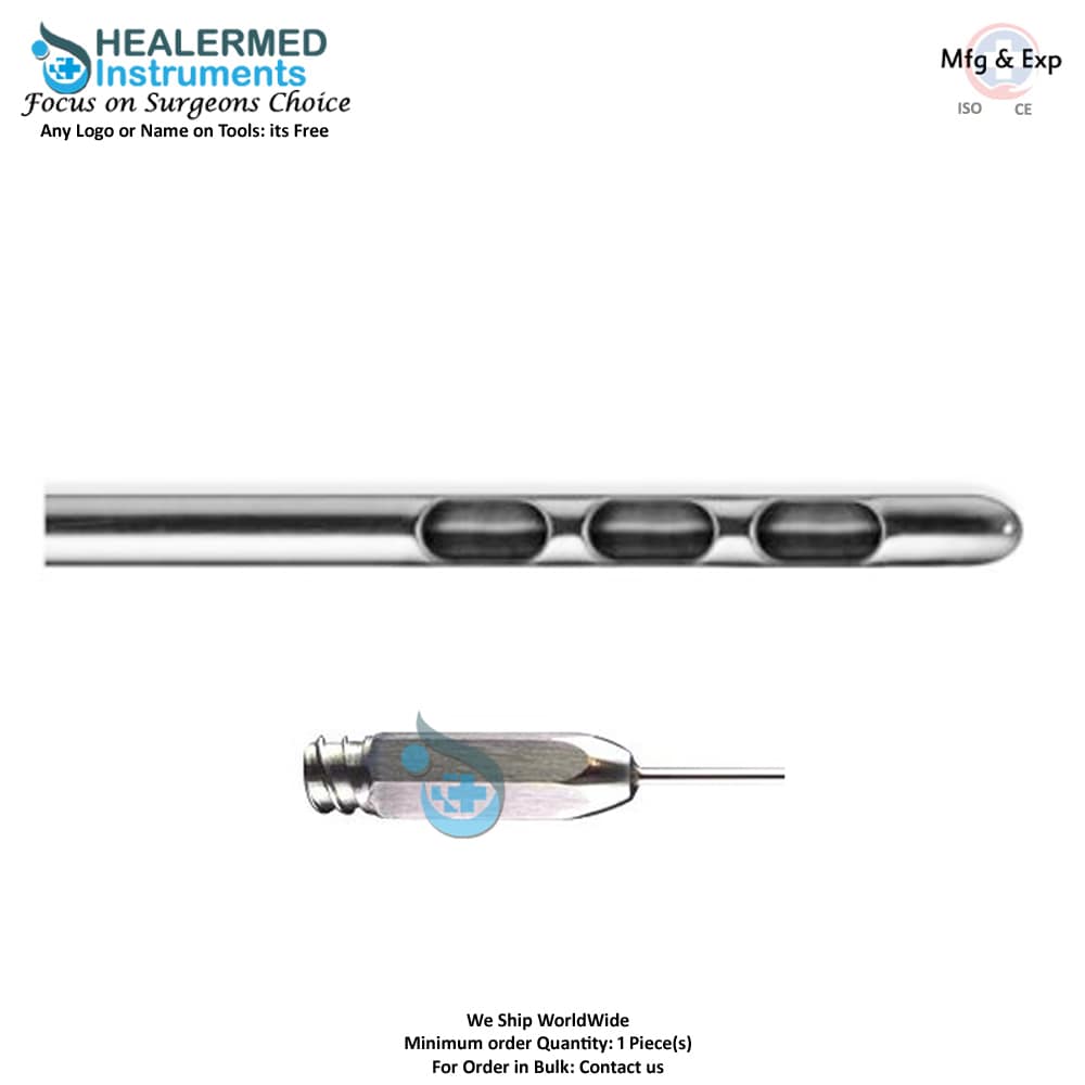 Three Hole Port Liposuction Cannula stainless steel luer lock