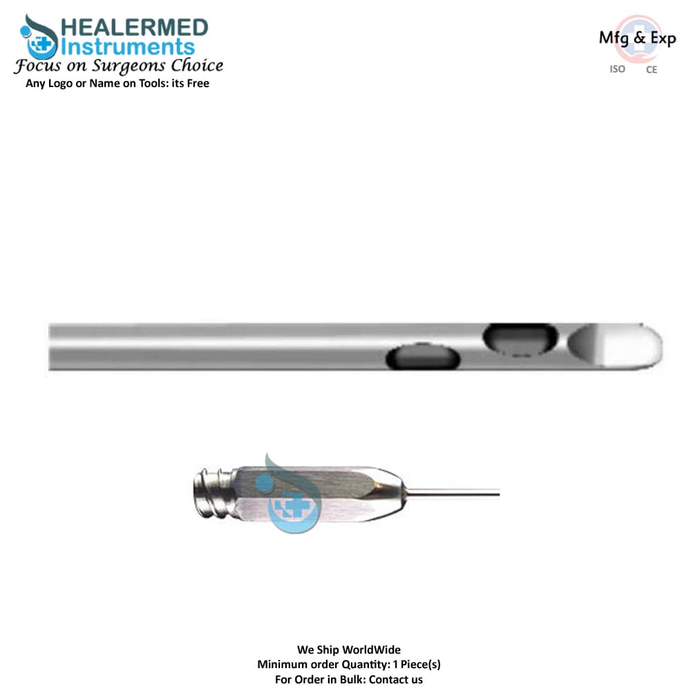 Two Spiral Holes Tapered Tip Liposuction cannula stainless steel luer lock