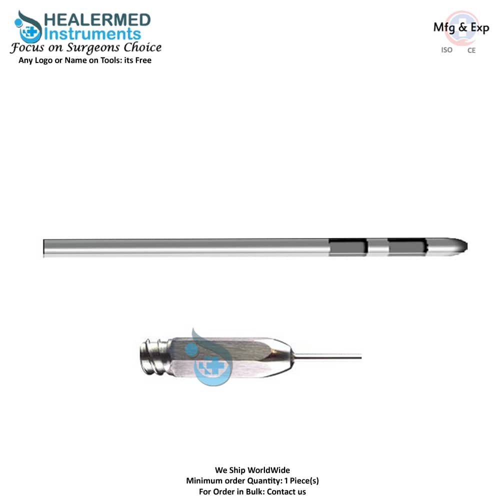 Two Square in Line Liposuction cannula stainless steel luer lock