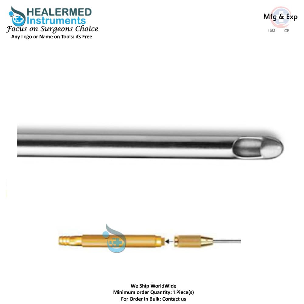 Blunt Tip Injector round cannula with threaded hub connector