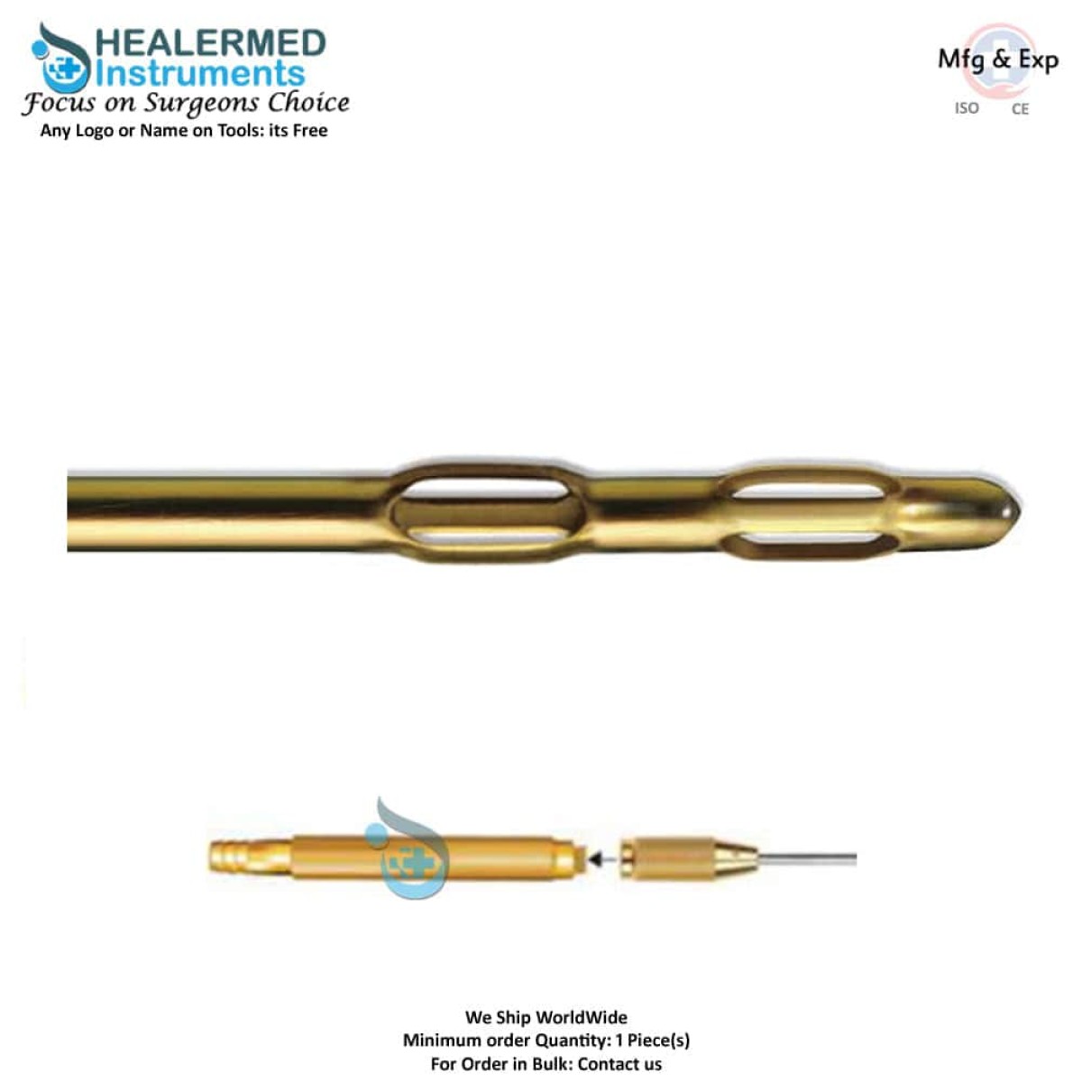 Double Basket Liposuction Cannula with threaded hub connector