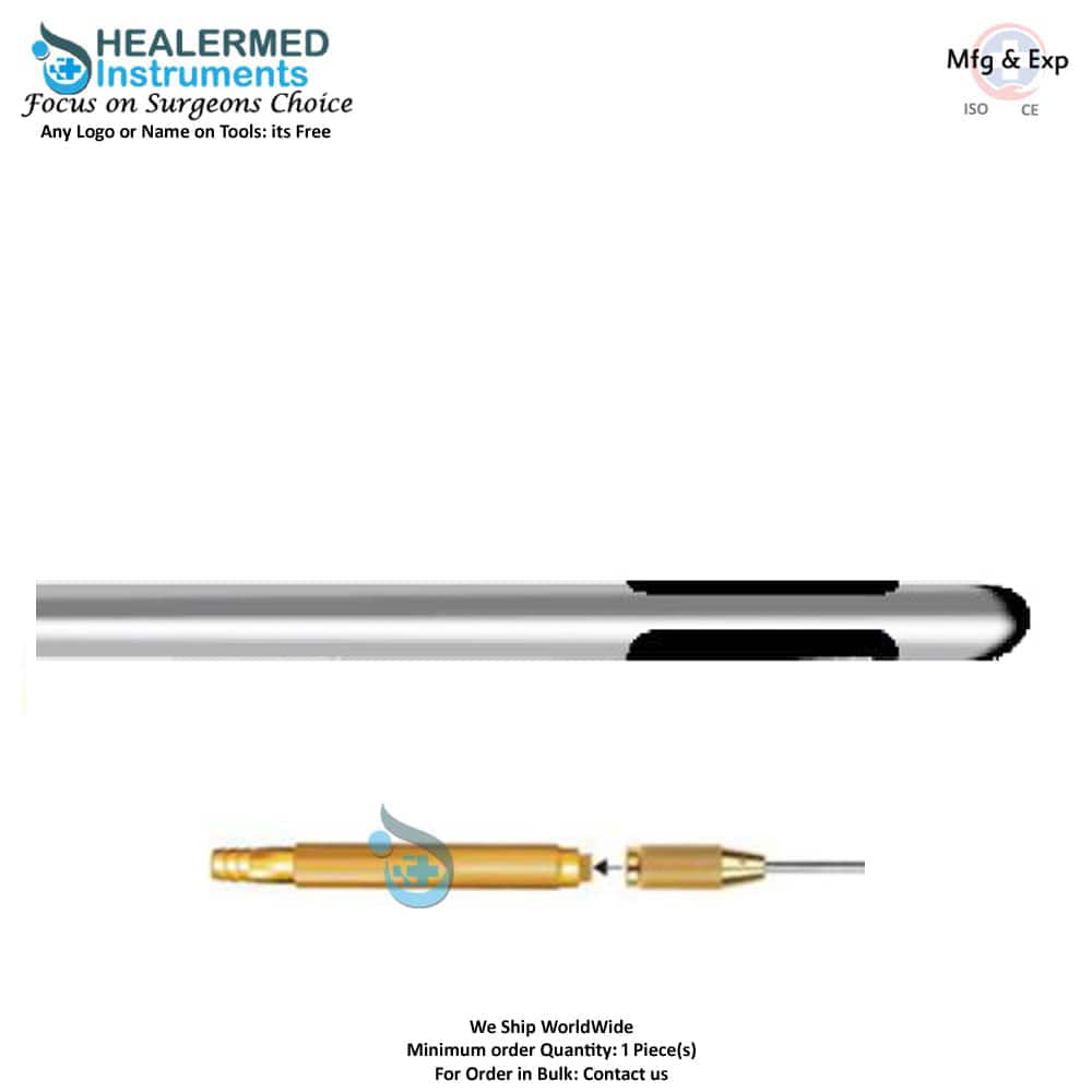 General suction cannula with Two long parallel holes with threaded hub connector