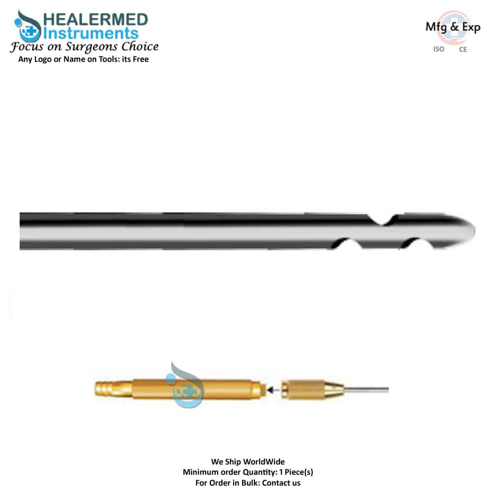 General suction Liposuction cannula with Three Zig zag holes with threaded hub connector