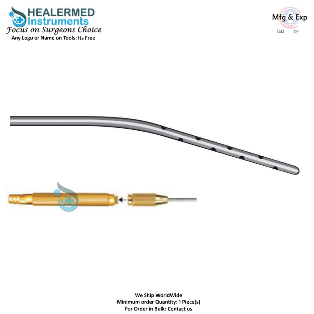 Tumescent Angled Infiltration cannula with threaded hub connector