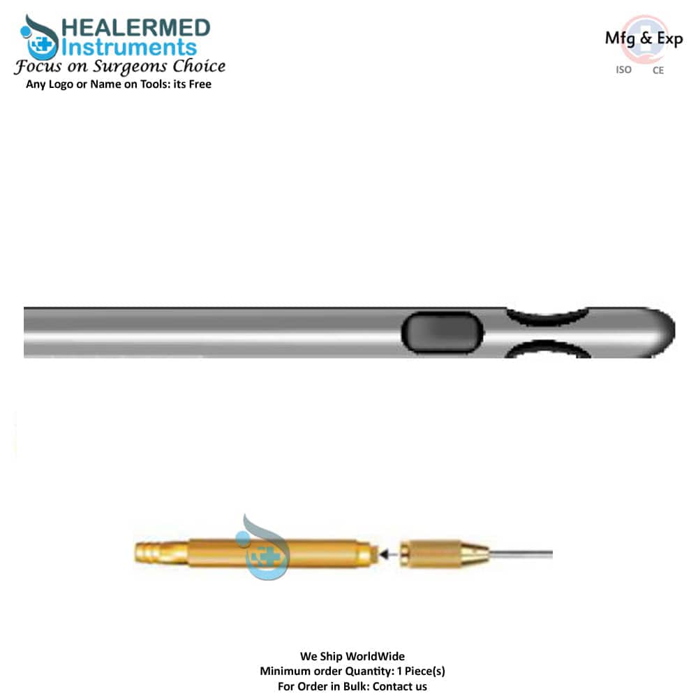 One Central Port and one Parallel Ports Liposuction cannula with threaded hub connector