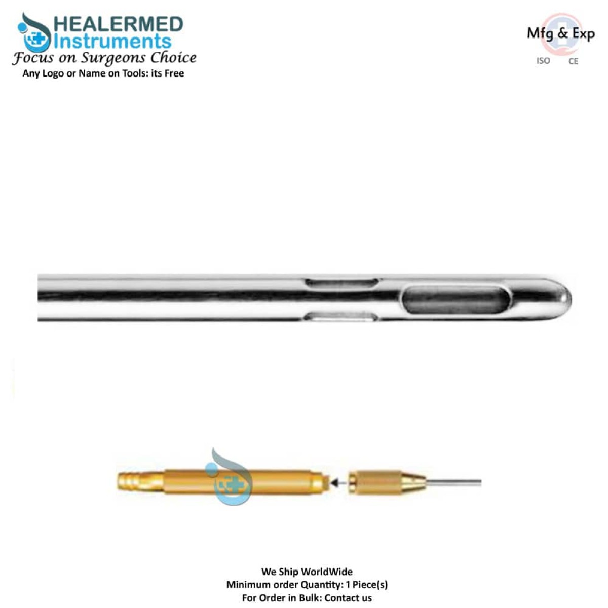 Pyramid Holes Liposuction Cannula with threaded hub connector