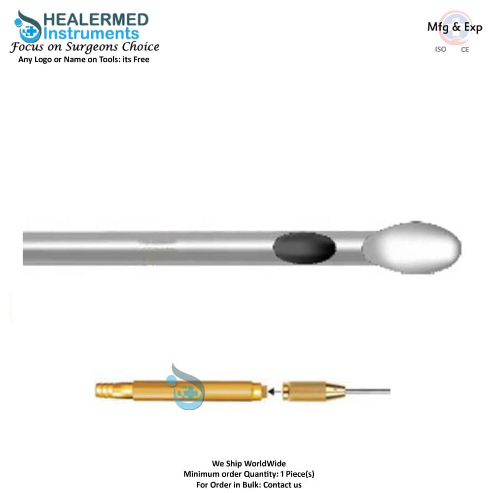 Single Central hole with Tapered Tip Injector Liposuction Cannula with threaded hub connector
