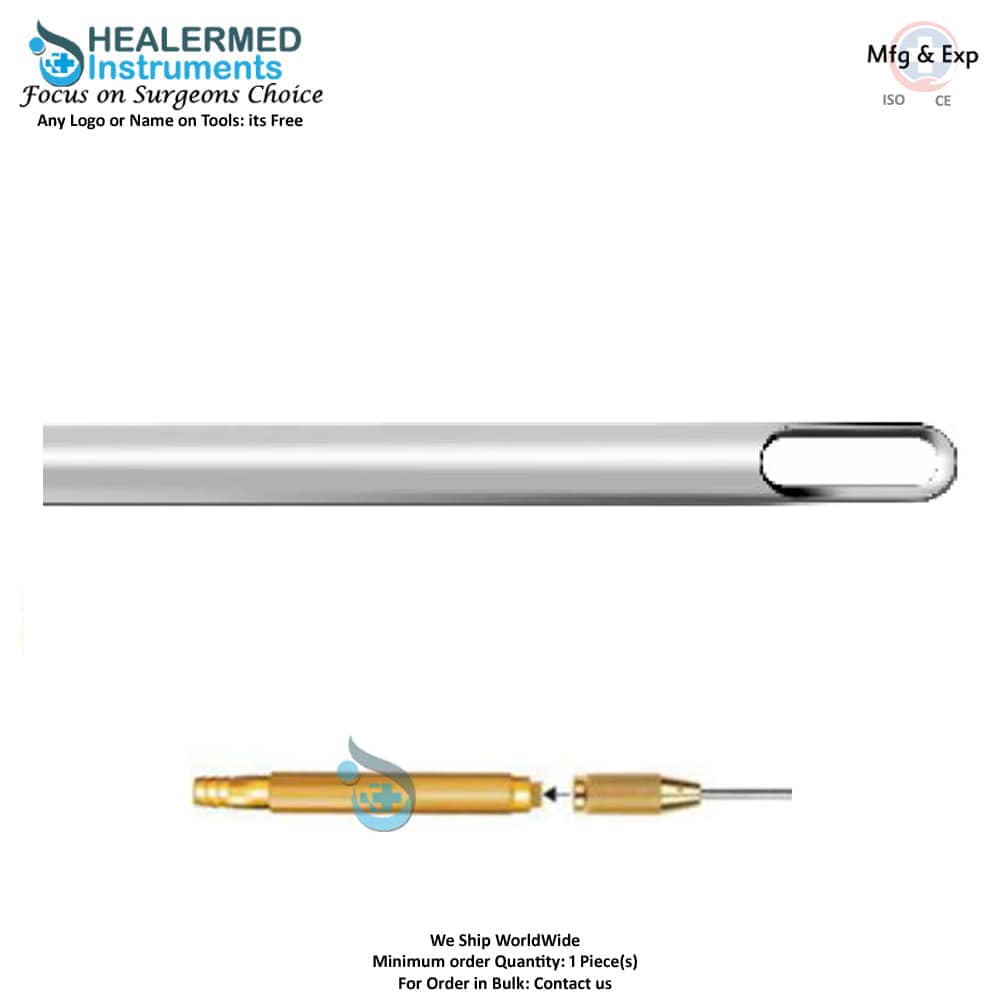 Single open square hole Liposuction cannula  with threaded hub connector