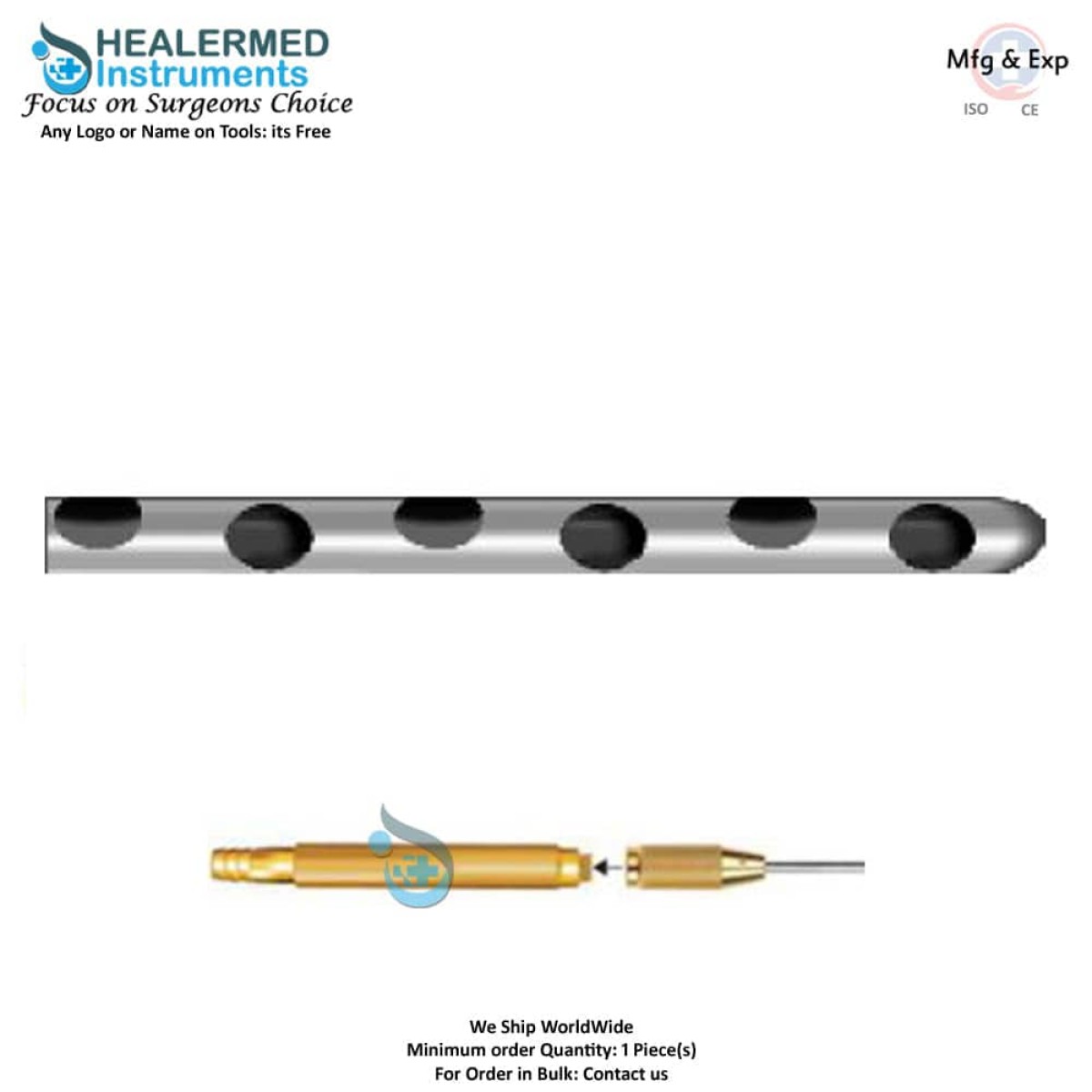 Six hole zig zag General suction cannula with threaded hub connector