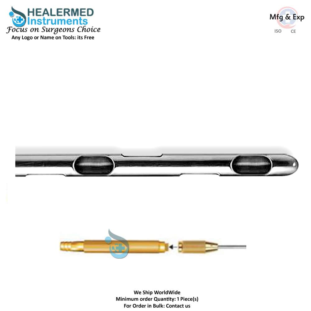 Six Spiral Port (Adjust below 3 Spiral Ports) Liposuction cannula with threaded hub connector