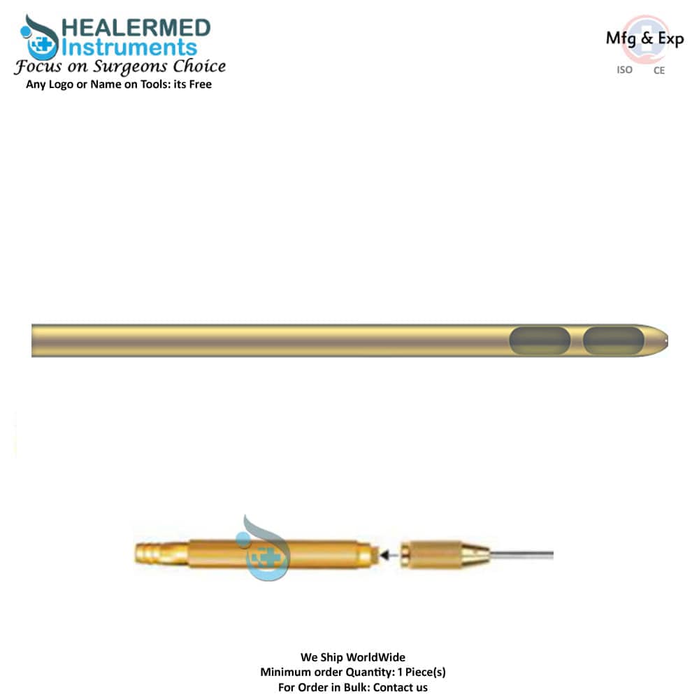 Two Hole Injector Cannula with threaded hub connector