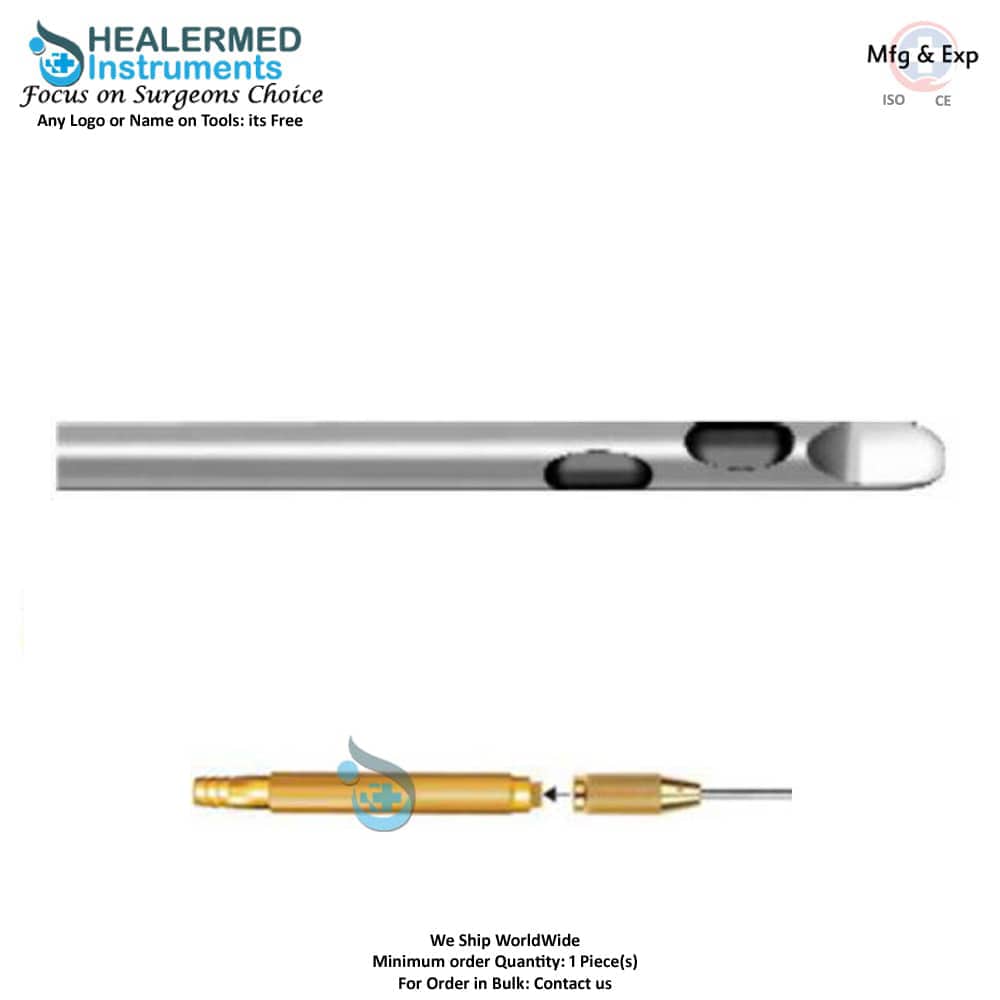 Two Spiral Holes Tapered Tip Liposuction cannula with threaded hub connector