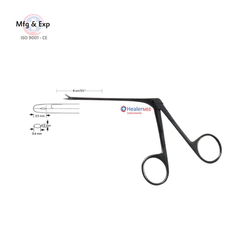 Micro Ear Forceps - Cup Shaped, Straight Black Coated