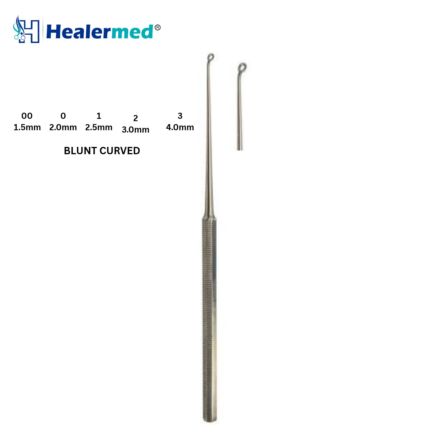 Buck Ear Curette Blunt Curved, micro ear curette, 16cm