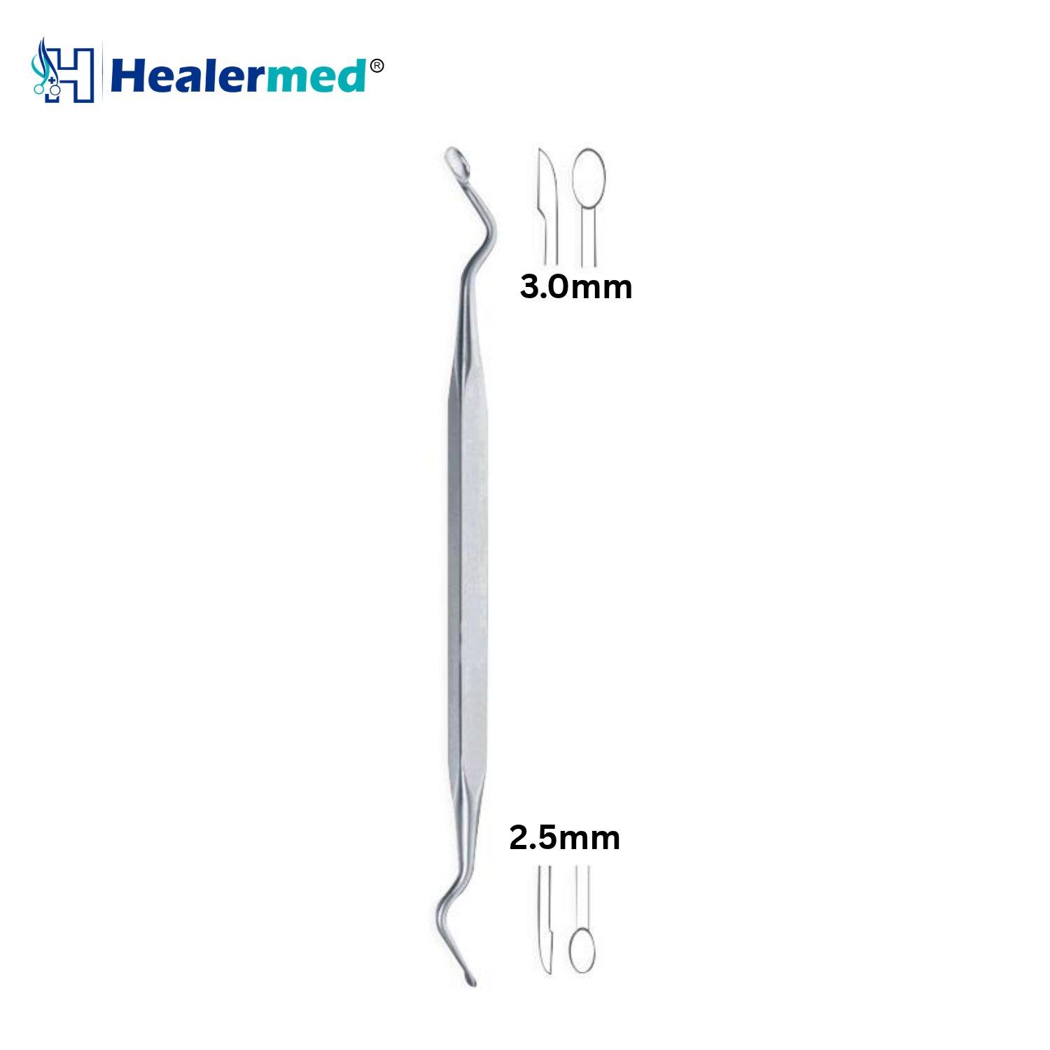 Jansen Ear Scoop Curved 2.5 x 3mm, micro ear scoop, 16cm