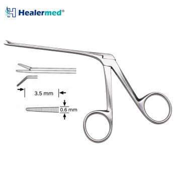 Micro Ear Forceps Angled Left Serrated – 3.5mm x 0.6mm Tip, 8cm