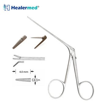Micro Ear Forceps Angled Left Serrated – 4mm x 0.6mm Tip, 8cm