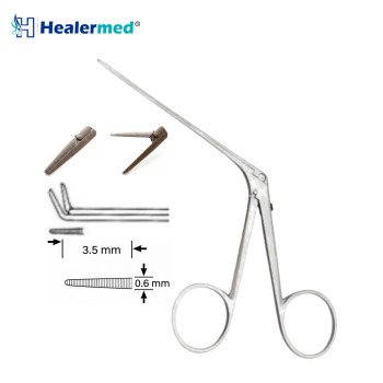 Micro Ear Forceps Bent Up Serrated – 3.5mm x 0.6mm Tip, 8cm