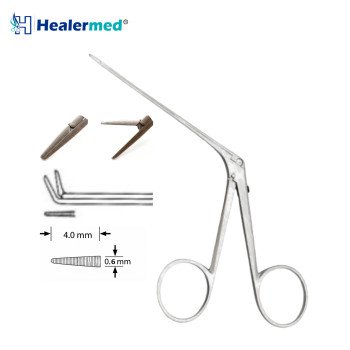 Micro Ear Forceps Bent Up Serrated – 4mm x 0.6mm Tip, 8cm