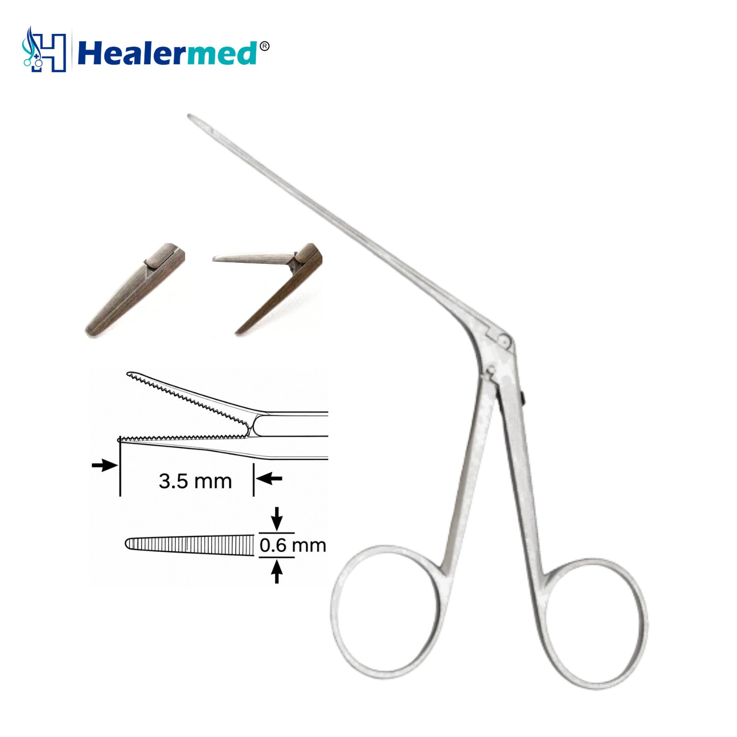 Straight Serrated micro ear forceps, 3.5 x 0.6mm tip, 8cm