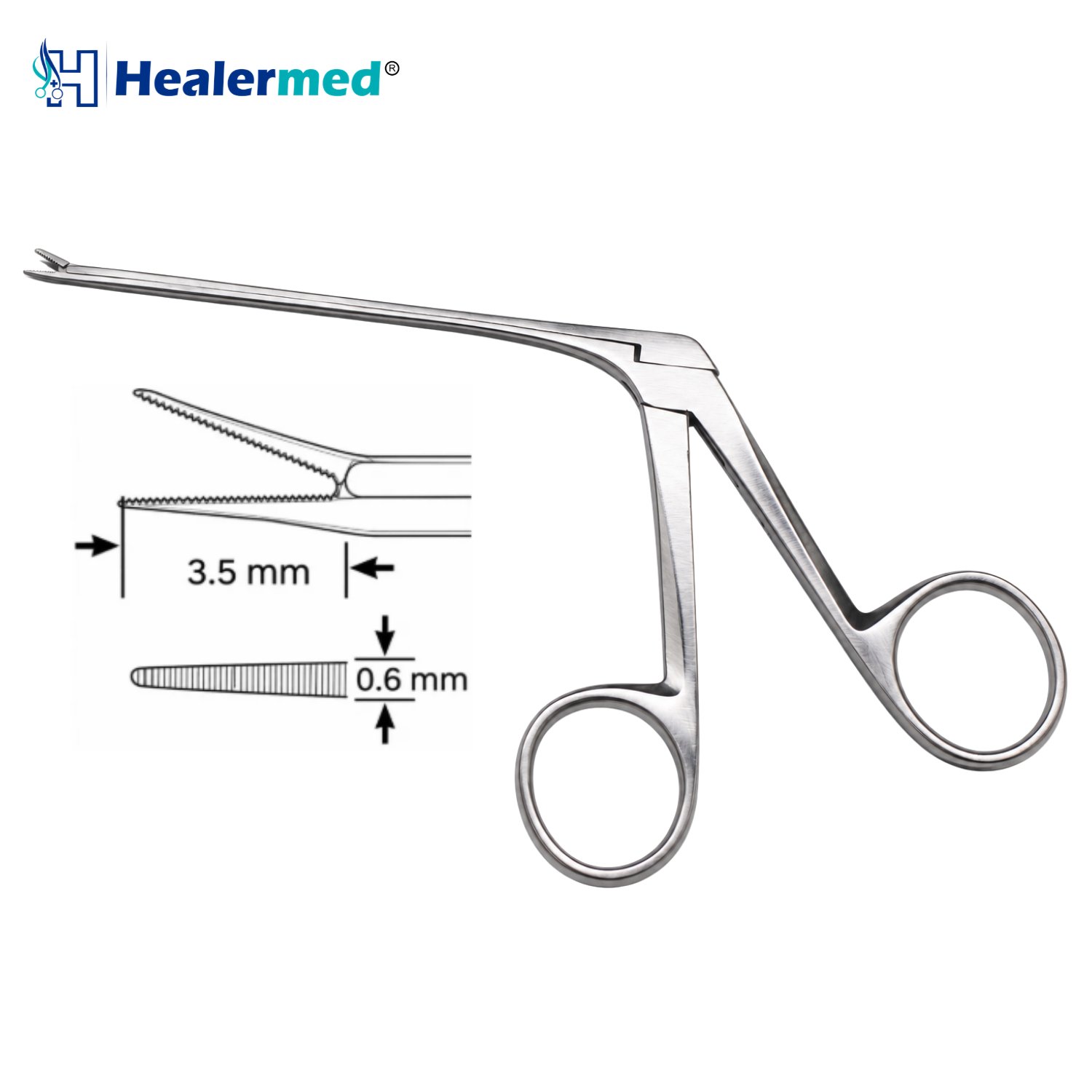 Straight Serrated micro ear forceps, 3.5 x 0.6mm tip, 8cm