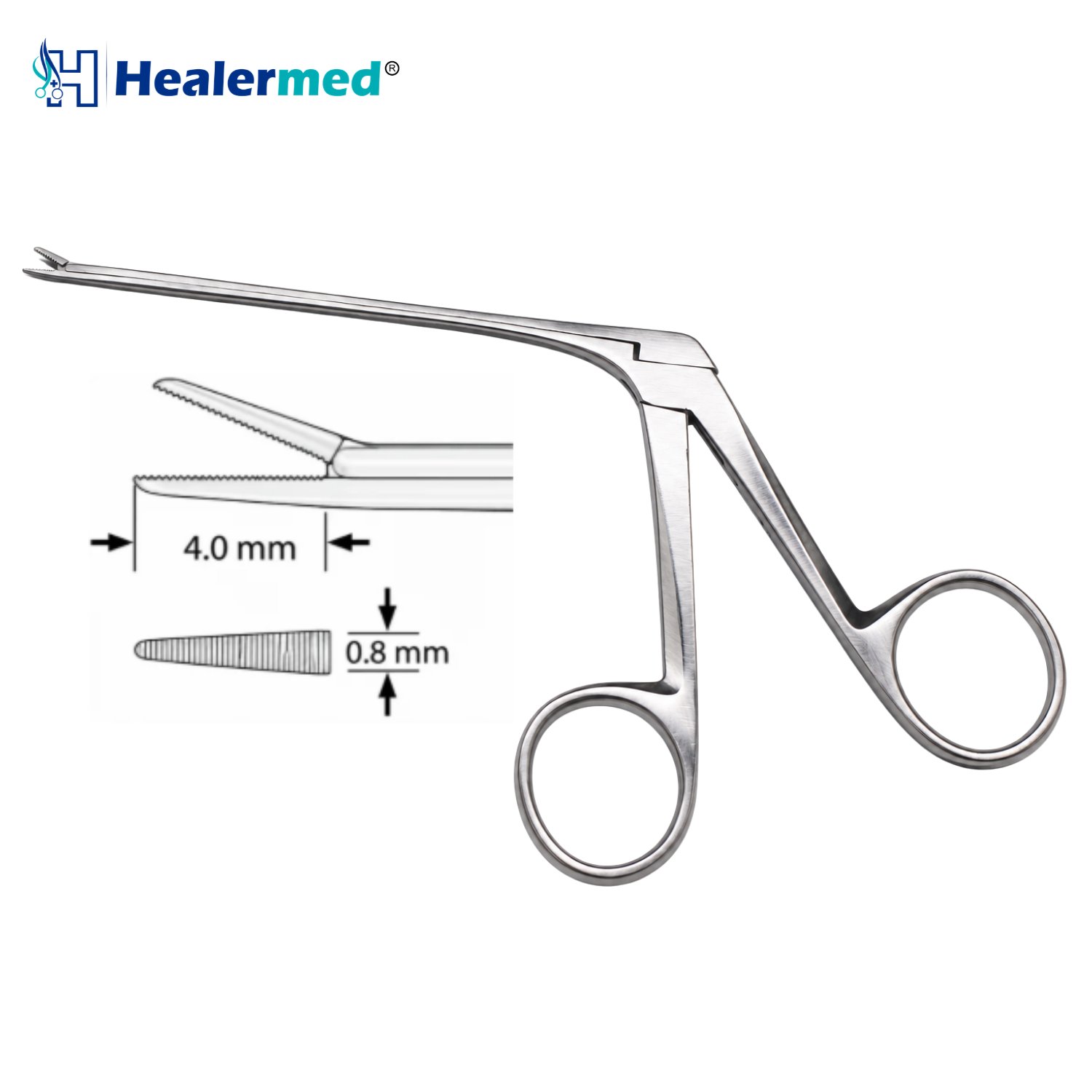 Straight Serrated micro ear forceps, 4 x 0.8mm tip, 8cm