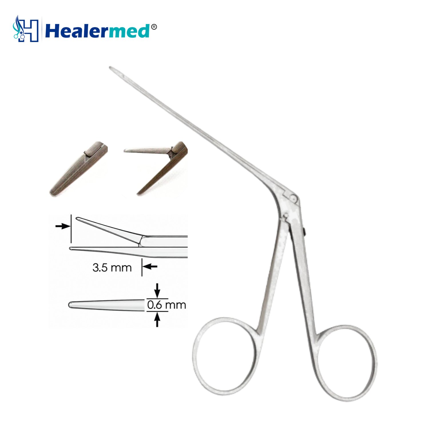 Straight Smooth micro ear forceps, 3.5 x 0.6mm tip, 8cm