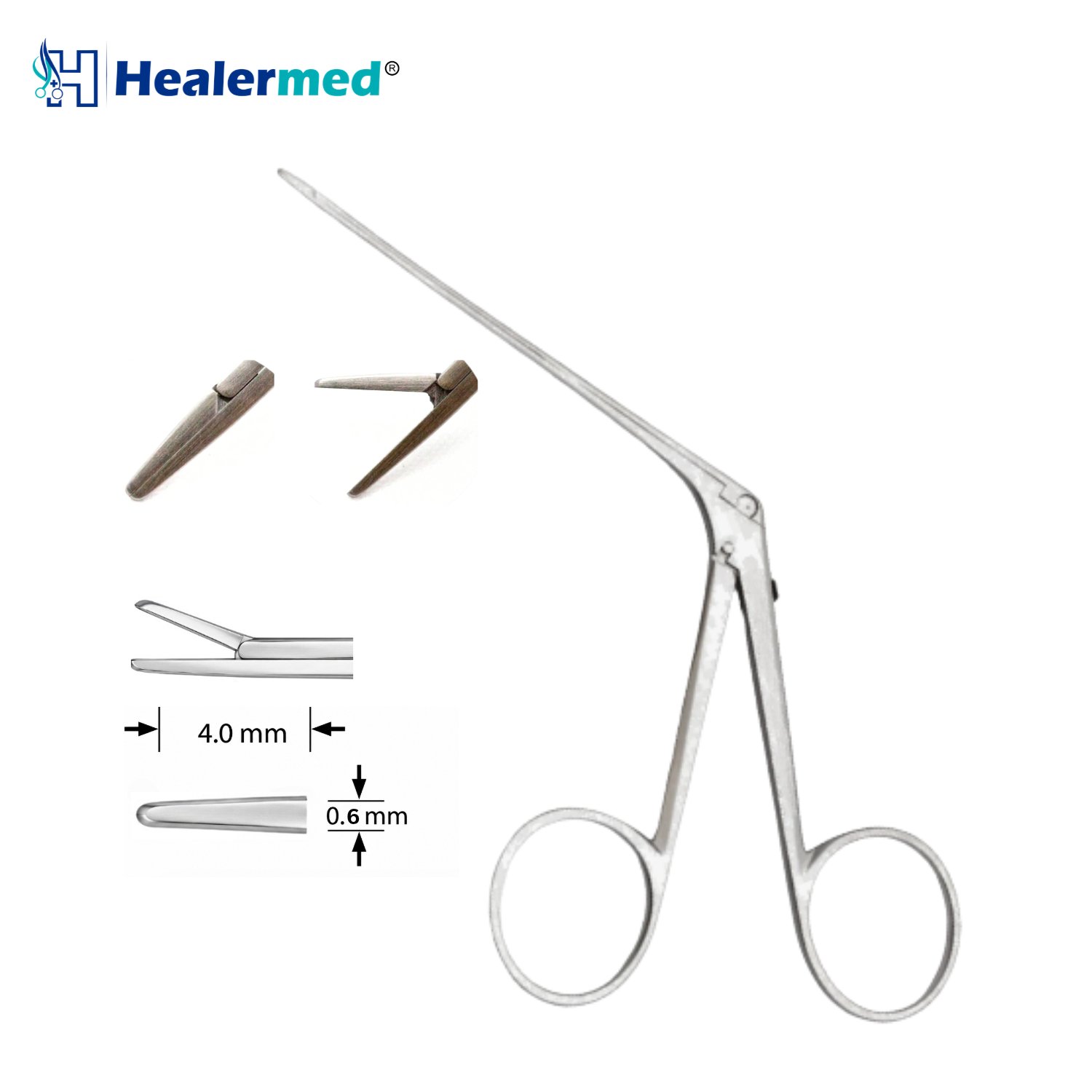 Straight Smooth micro ear forceps, 4 x 0.6mm tip, 8cm