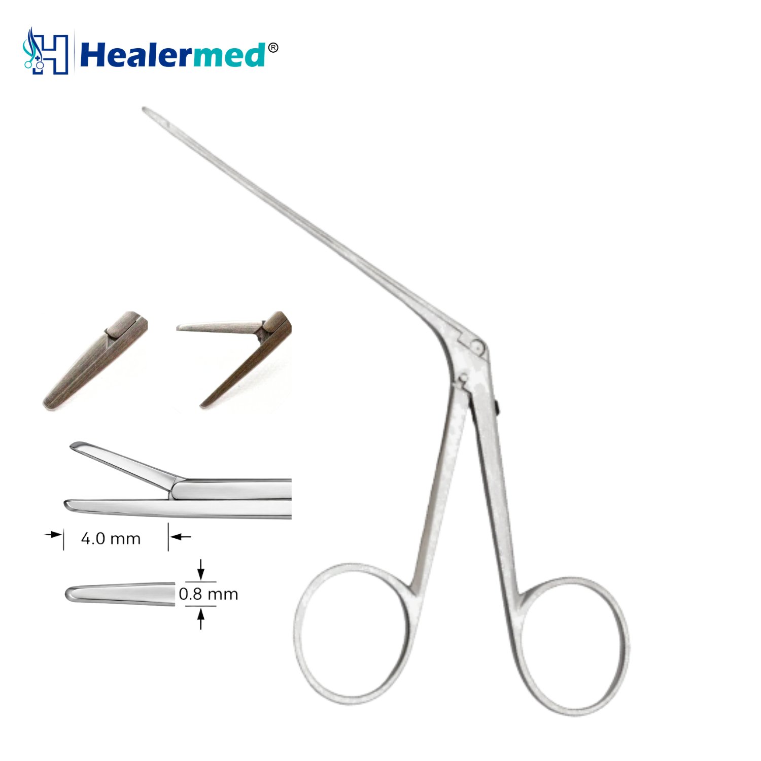 Straight Smooth micro ear forceps, 4 x 0.8mm tip, 8cm