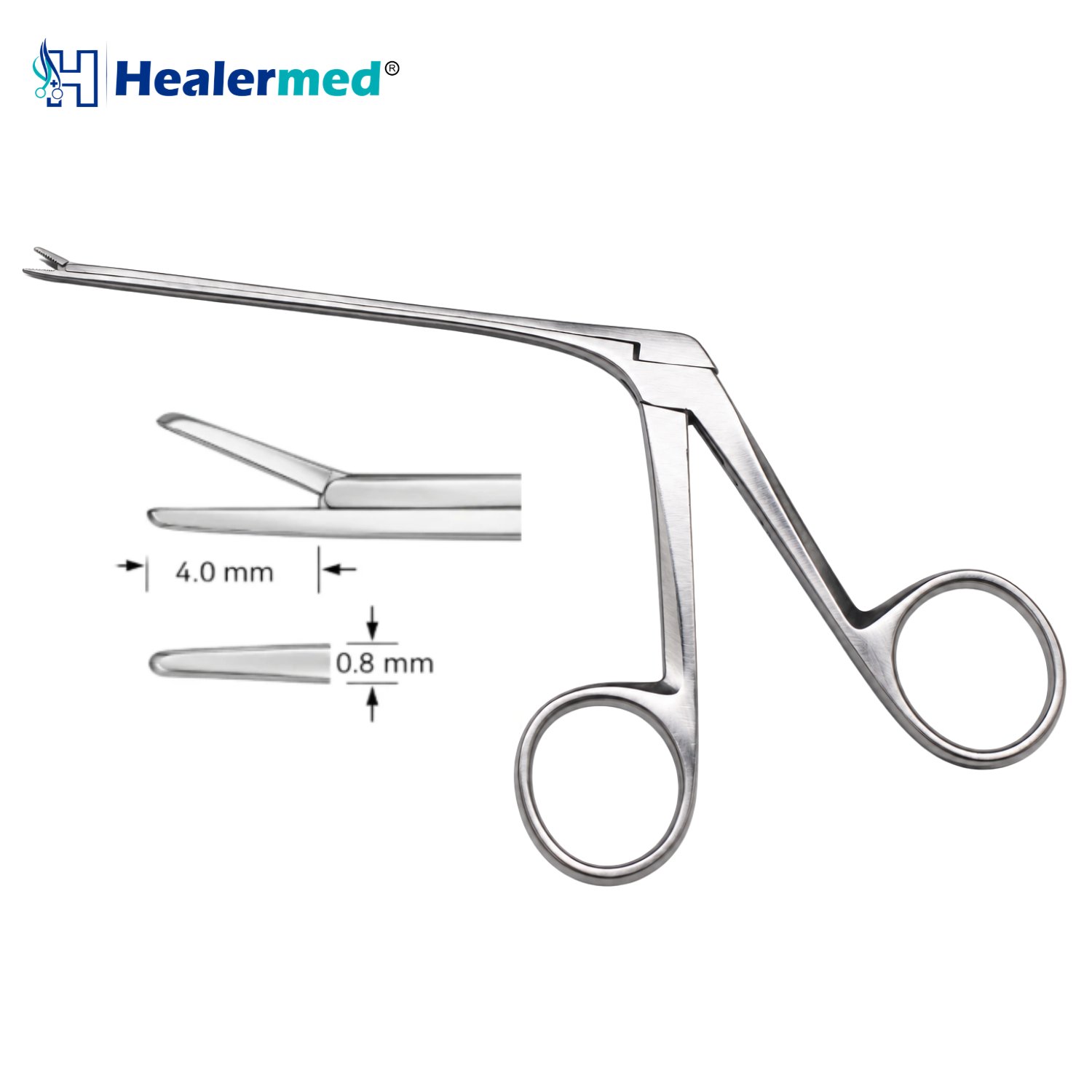Straight Smooth micro ear forceps, 4 x 0.8mm tip, 8cm