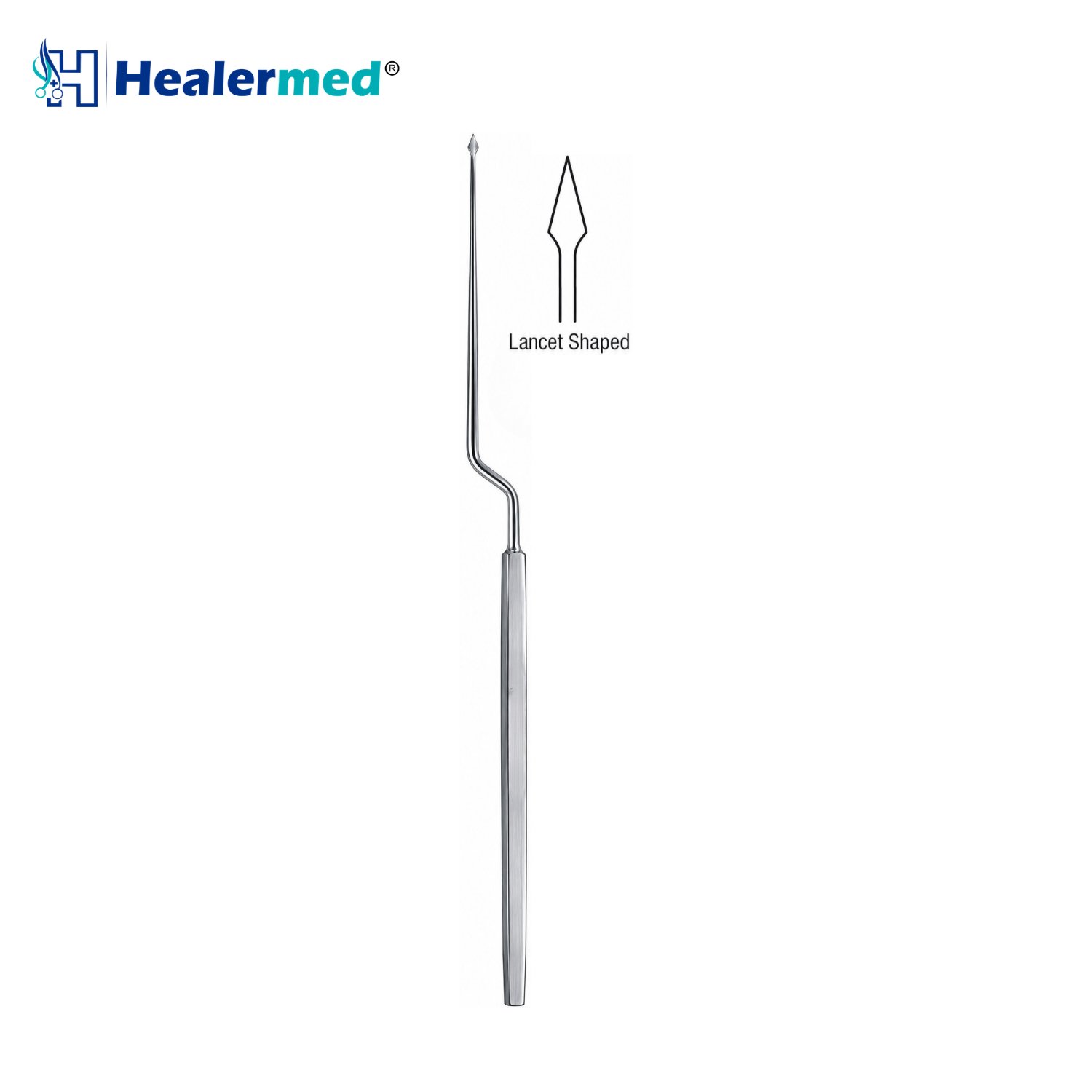 Lucae Bayonet Lancet Shaped Politzer Micro Ear Needle, 18cm