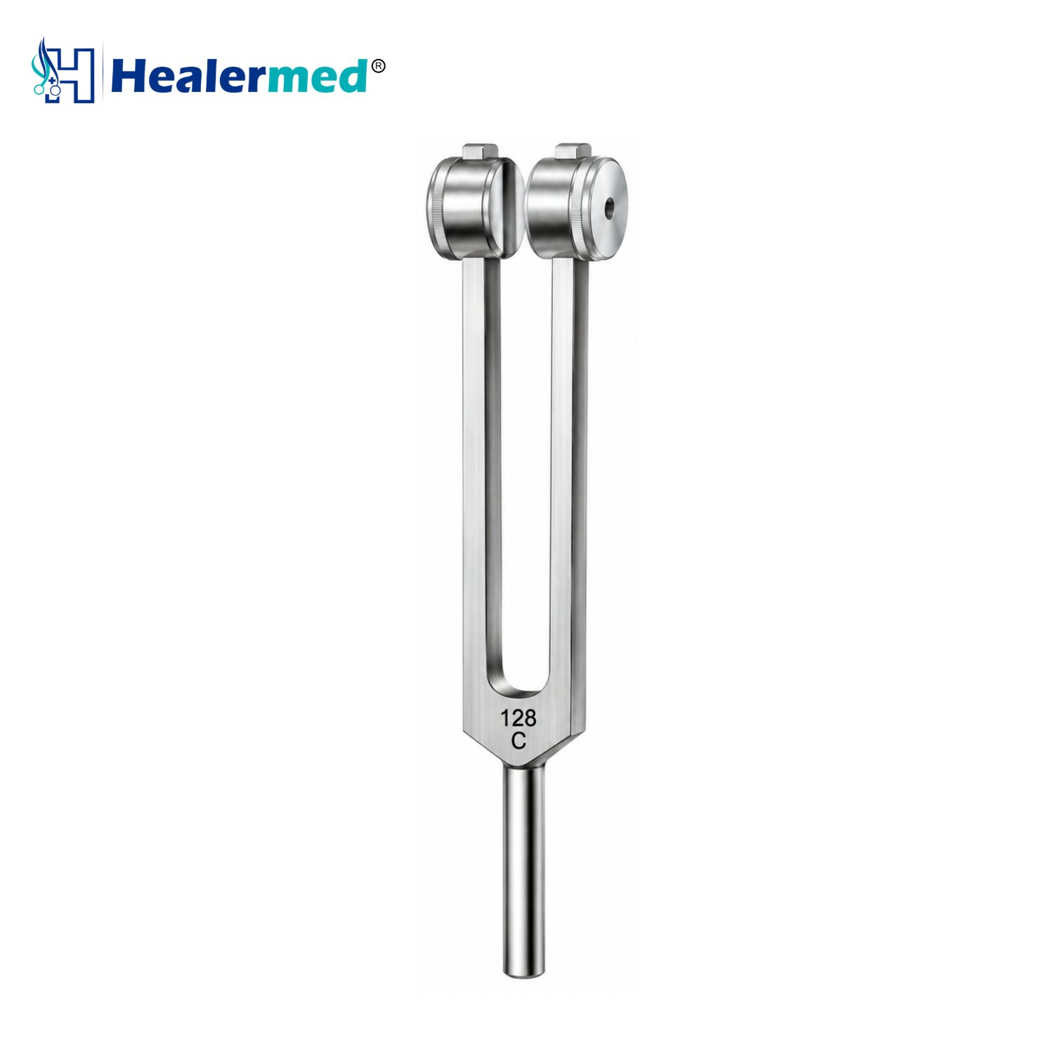 Alloy Tuning Fork with Dampers C 128 Hz, medical tuning fork