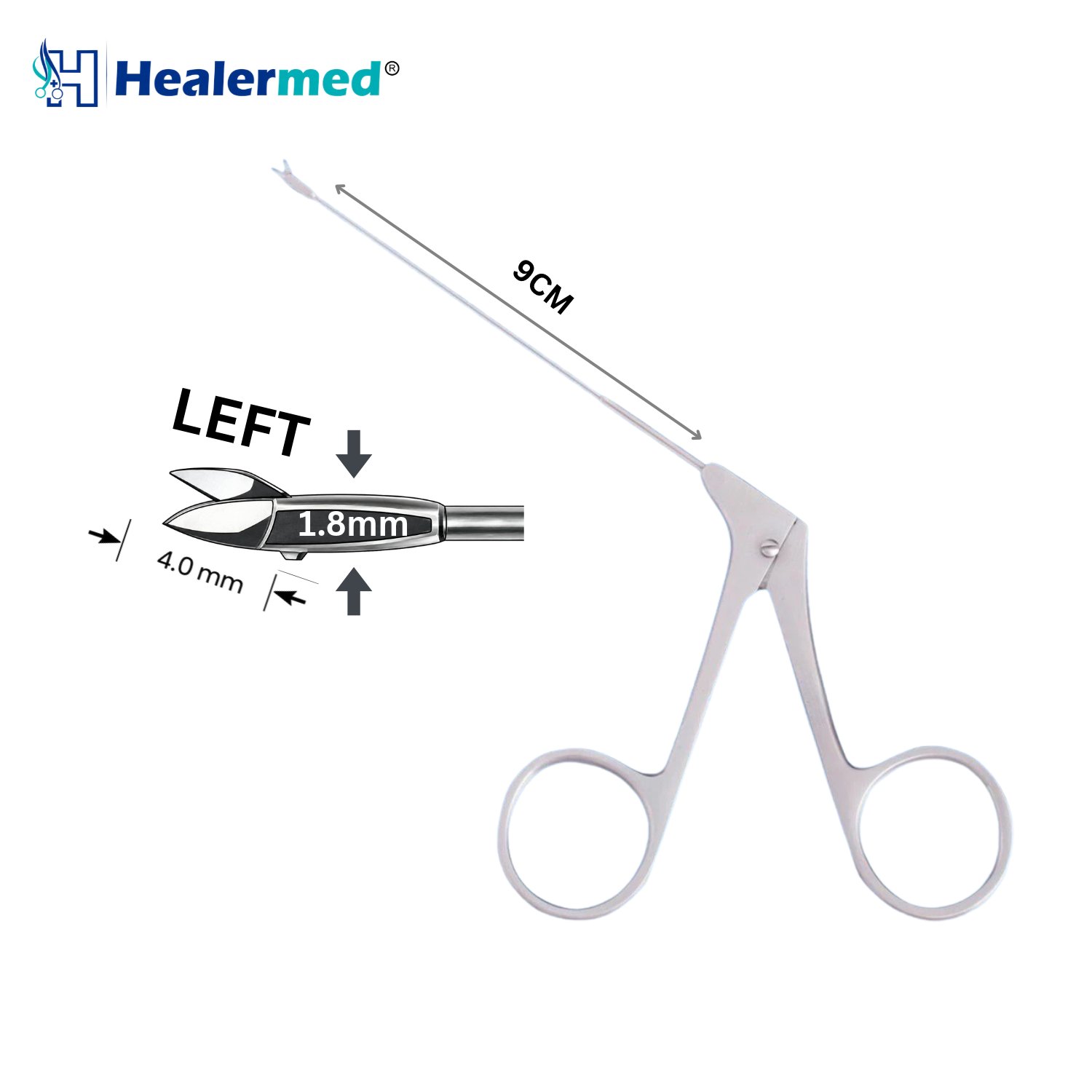Wullstein micro ear scissors, bent left, 4mm blades, 9cm