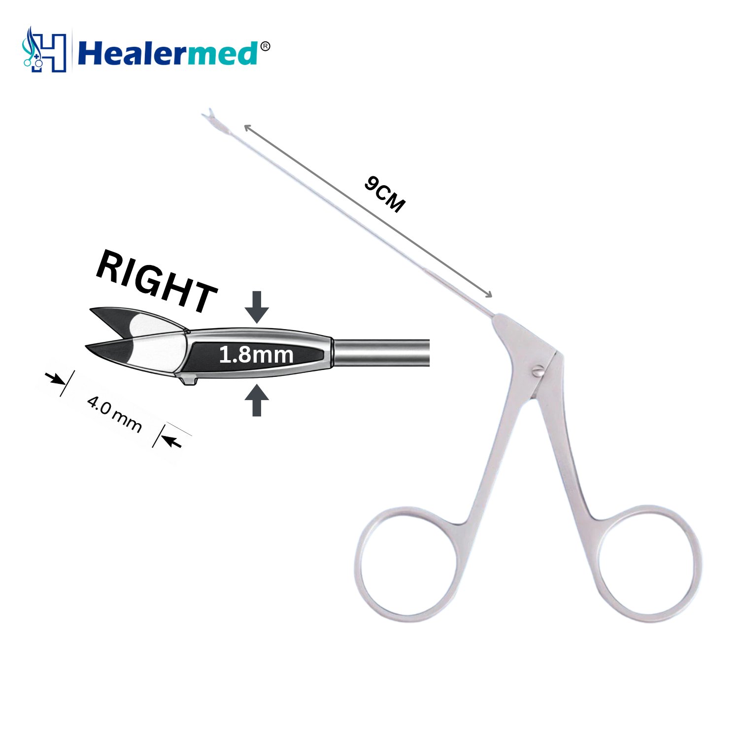 Wullstein micro ear scissors, bent right, 4mm blades, 9cm