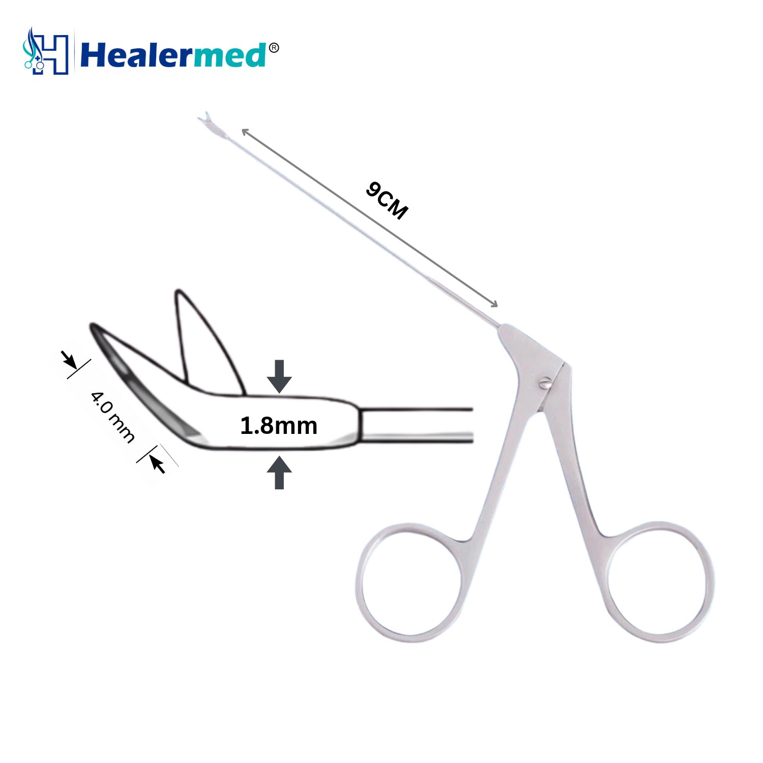 Wullstein micro ear scissors, bent up, 4mm blades, 9cm