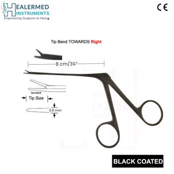 Micro Ear Forcep Right Side Tip Black Coated
