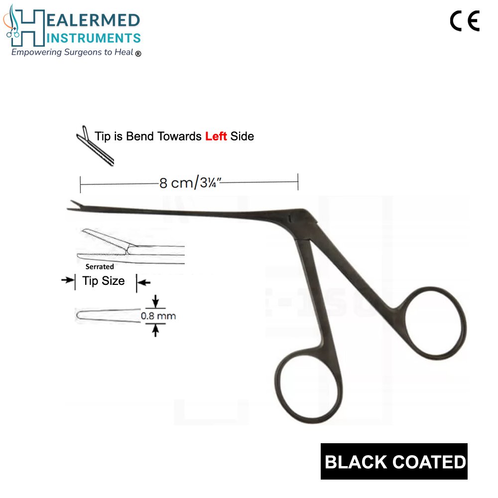Micro Ear Forcep Left Side Tip | Black Coated Micro Ear Forcep Left Side Tip | Black Coated
